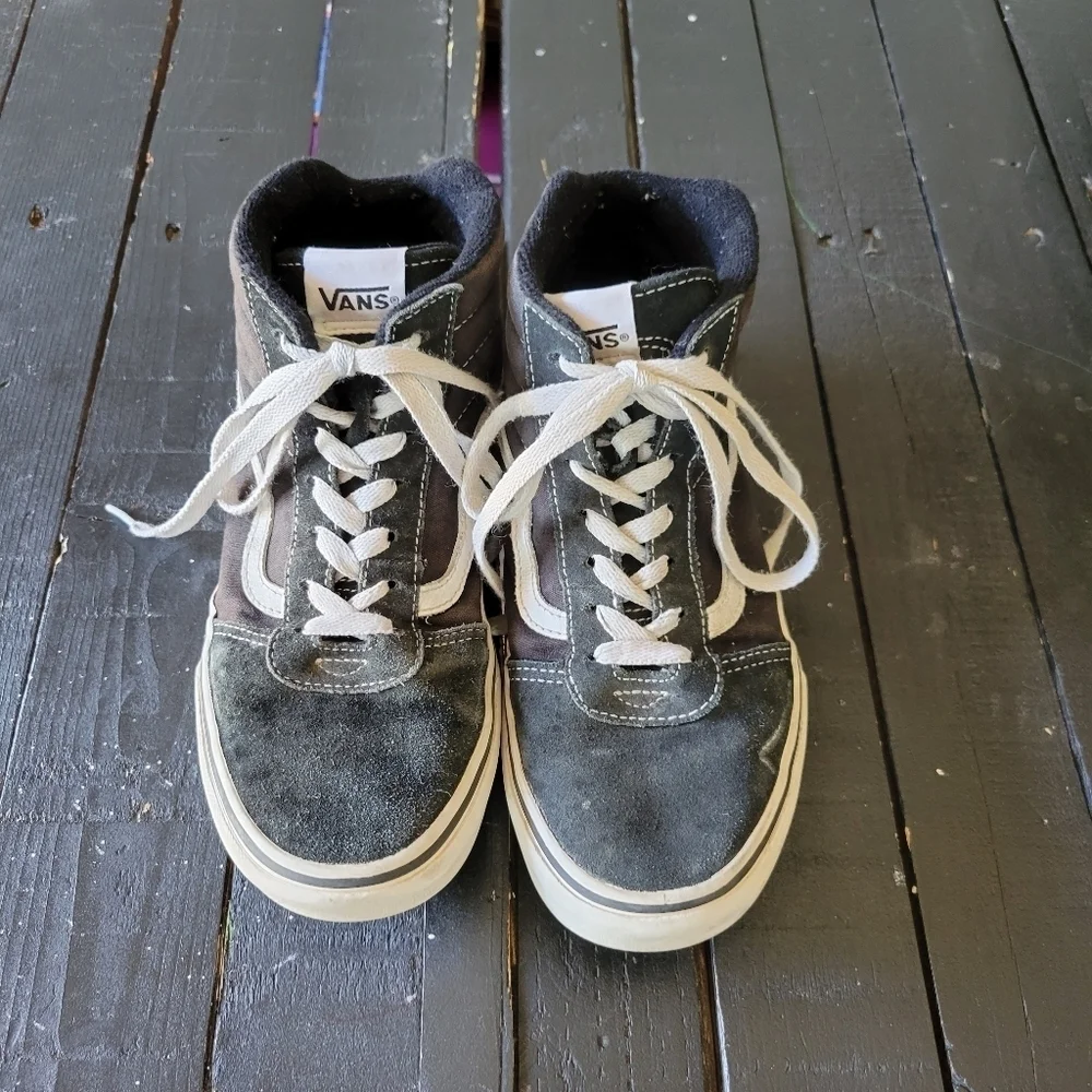 Vans Old Skool High Top Shoes Black Suede White Kids Youth 5 Unisex Boys Girls